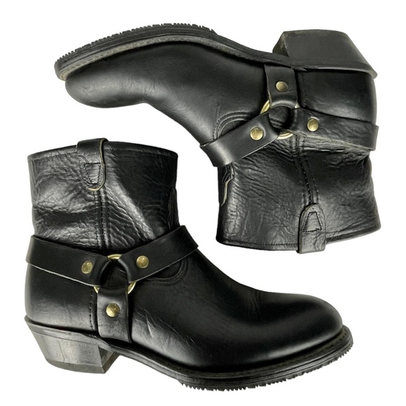 DOUBLE H BOOT CO. LADIES HARNESS 5026 ALMOND TOE SHORT LEATHER MOTORCYCLE BOOTS - Picture 2 of 14